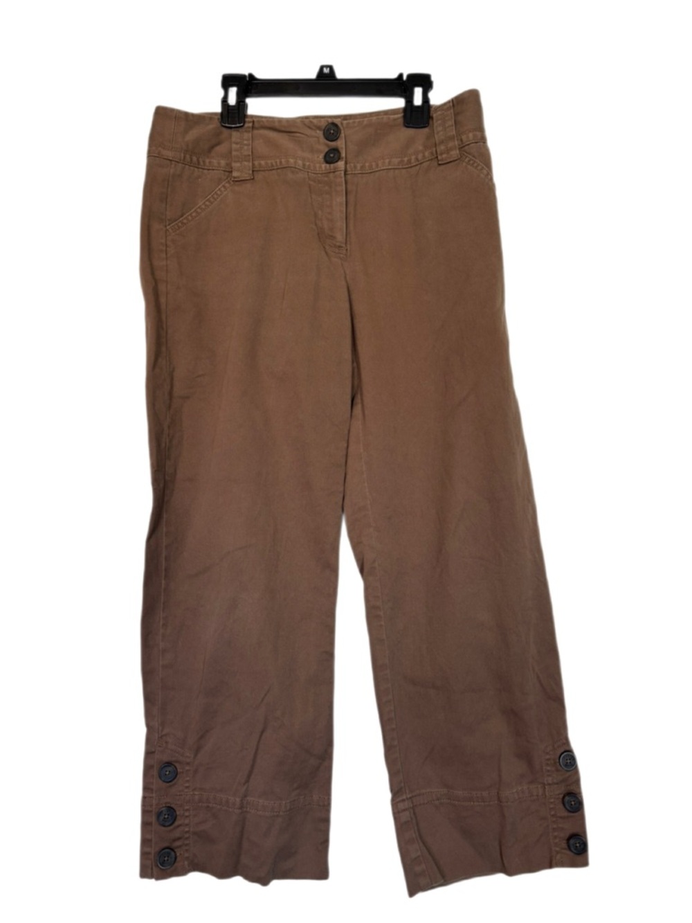 Charter Club Pants Womens 4 Brown High Rise Crop Button Hem
